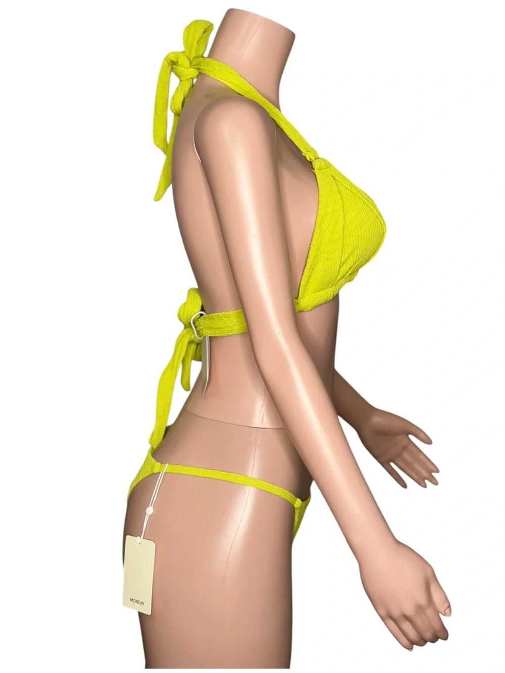 MONDAY SWIMWEAR Morocco Top (V) & Barbados Bottom (L) - Chartreuse Summer Plaid
